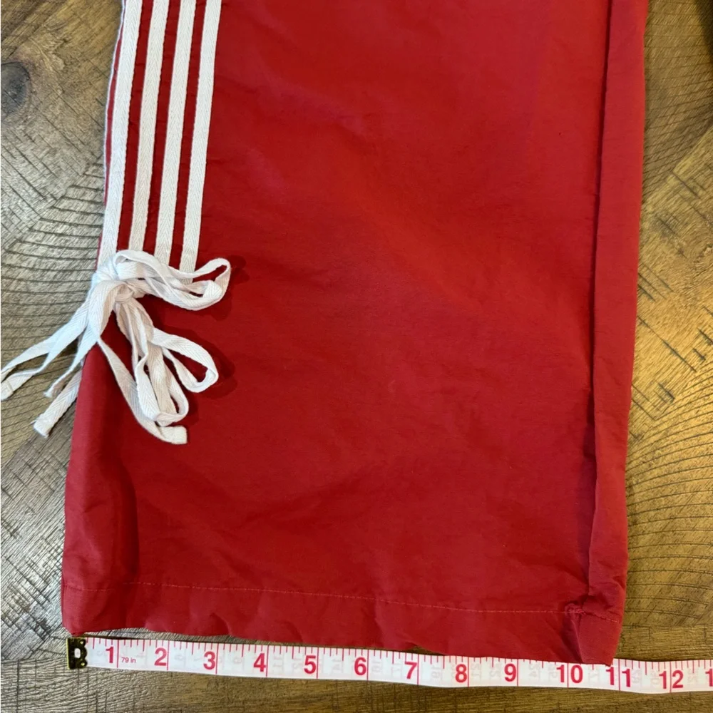 Cali1850 Muted Red Nylon Track Pants with White Stripe Ankle Ties Y2K NWOT - Picture 10 of 15